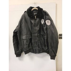 Tact Squad Security Guard Jacket Black 2XL Nylon Fur Collar Bomber Style Coat
